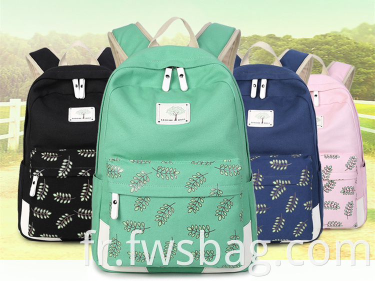 Custom Wholesale Vintage Pink Teenage Girls School Bookbag Book Alllover Print Canvas Backpack